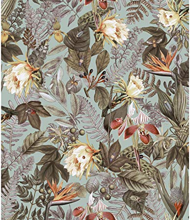 RoomMates Tropical Flowers Green Peel and Stick Wallpaper | Removable Wallpaper | Self Adhesive Wallpaper