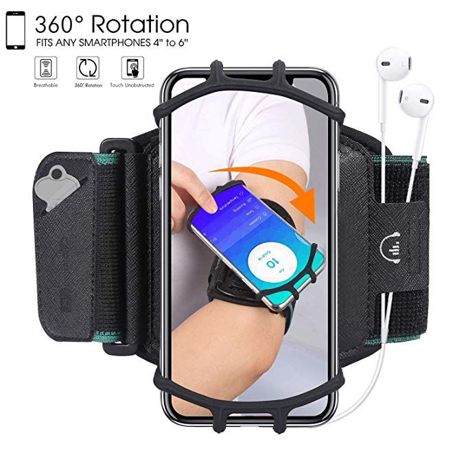 HC Running Armband,360°Rotatable Sports Armband for iPhone X/iPhone 8 Plus/ 8/7 Plus/ 6 Plus/ 6, Galaxy S8/ S8 Plus/ S7 Edge, Note 8 5, Google Pixel,Phone Armband for Hiking Biking