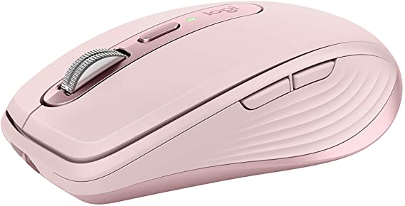 Logitech MX Anywhere 3 Compact Performance Mouse, Wireless, Comfort, Fast Scrolling, Any Surface, Portable, 4000DPI, Customizable Buttons, USB-C, Bluetooth - Rose