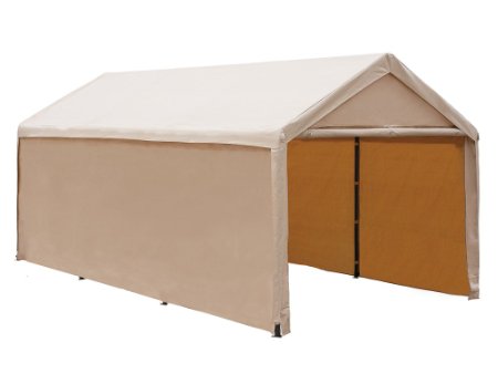 Abba Patio 10x20 ft Heavy Duty Beige Domain Carport, Car Canopy Versatile Shelter with Sidewalls