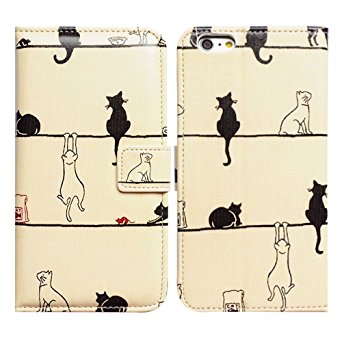Bfun Packing Bcov Black Cat White Cat Magnetic Card Slot Stand Flip Leather Wallet Cover Case For iPhone 4 4G 4S