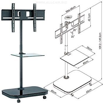 Allcam FS941&nbsp;52Zoll Portable Flat Panel Floor Stand Black Flat Screen Mount Black Portable Flat Panel Floor Stand Base&nbsp;–&nbsp;94&nbsp;cm (37&nbsp;inch), 52&nbsp;Inch, TV, 40kg)