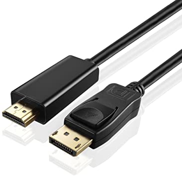 TNP DisplayPort DP to HDMI Cable (6 Feet) AV Video Audio Male to Male Passive Passthrough Converter Adapter Wire Cord Plug Supports Ultra HD UHD 1440P 1080p Full HD (Black)