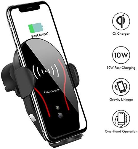Wireless Car Charger, Difini 10W Qi Fast Charging Car Charger Mount, Air Vent Automatic Clamping Car Phone Holder Compatible with Samsung Galaxy Note 9/8/ S9/ S8,iPhone Xs Max/XR/X 8/8 Plus