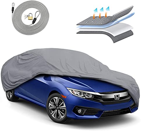 Motor Trend OC443 4 Layer Series Outdoor Car Cover Custom Fit for Honda Civic 2006-2018 All Weather Protect Waterproof