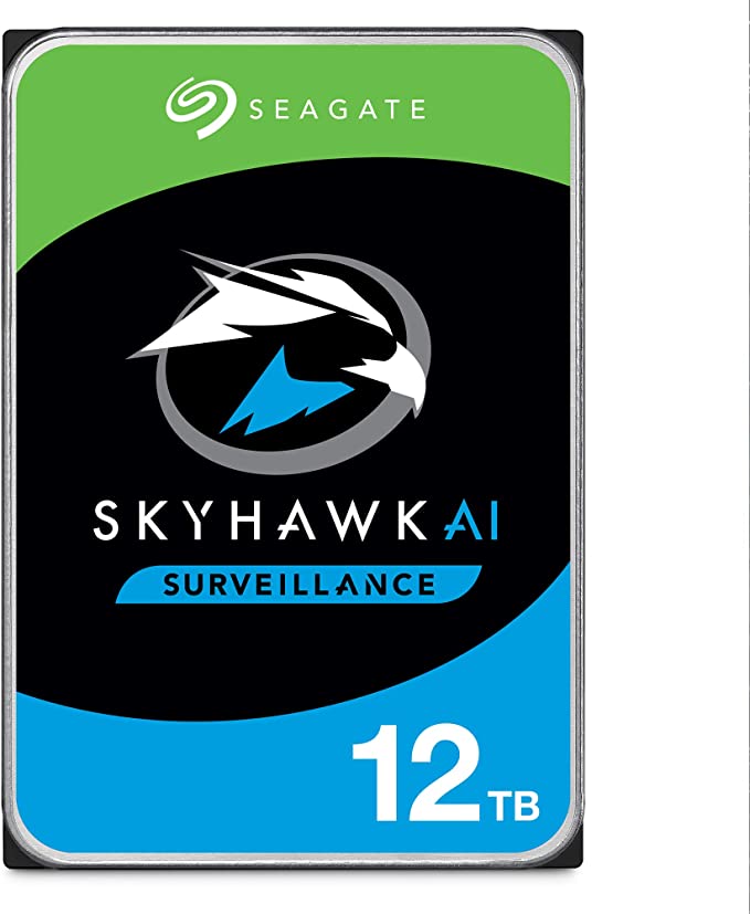 Seagate Skyhawk AI 12TB Surveillance Internal Hard Drive HDD–3.5 Inch SATA 6Gb/s 256MB Cache with Drive Health Management & Recovery Service- Frustration Free Packaging (ST12000VE0008)