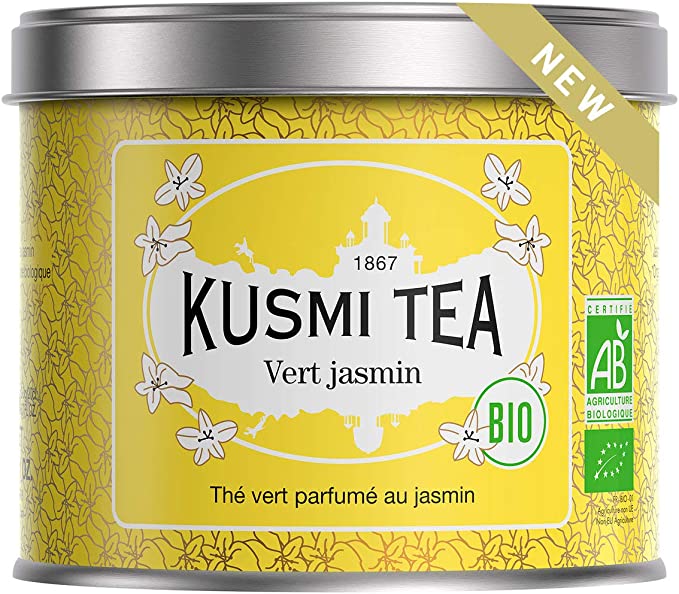 Kusmi Tea - Green Jasmine (Organic Tea) – Jasmine Flavored Green Tea - 90g Loose Leaf Tea tin