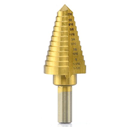 Neiko 10189A Step Drill Bit | 12-Step Bit with Titanium Coat