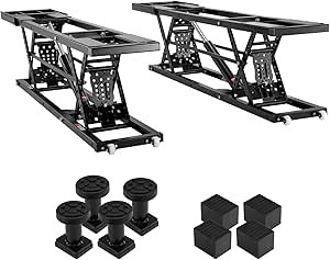 VEVOR Car Lift, 7,000 LBS Capacity Portable Car Lift, 26.8" Max. Height, with Extended-Length Plates, Heavy-duty Carbon Steel Truck Lift with 120V Power Unit, Auto Car Jack Lifts for Home Garage Shop