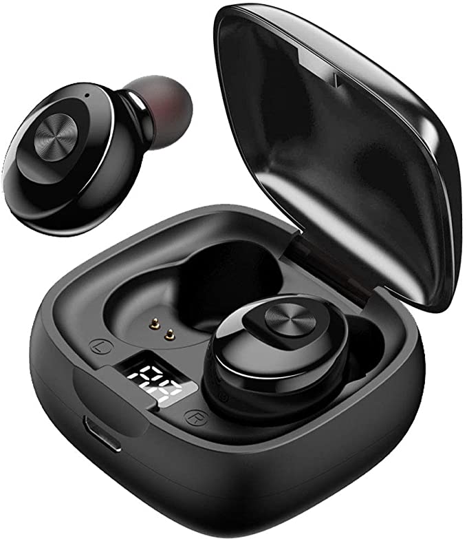 JAKO Wireless Earbuds, IPX5 Waterproof Earphones with Charging Case, TWS 5.0 Bluetooth Headphones Deep Bass Stereo in-Ear Earphones Built-in Mic for Sports, Black