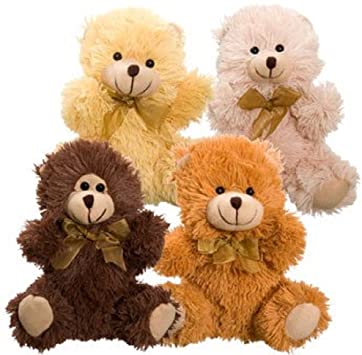4 Cuddly Cousins Plush Sitting Stuffed Bears 7 Brown Tan Beige Rusty Copper