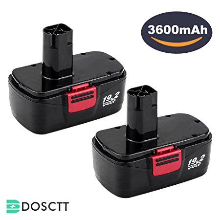 [Upgraded to 3600mAh] Dosctt 3.6Ah Replace for Craftsman 19.2 Volt Battery C3 DieHard 315.115410 315.11485 130279005 1323903 120235021 11375 11376 Cordless Pack of 2