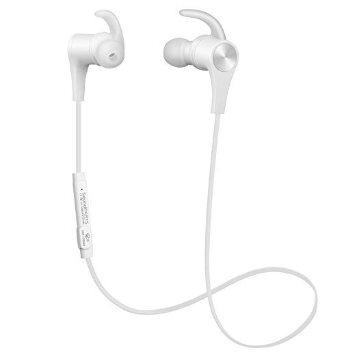 SoundPEATS Bluetooth Headphones Magnetic Wireless Earbuds Sport In-Ear Sweatproof Earphones with Mic (Bluetooth 4.1, aptx, 6 Hours Play Time, Secure Fit Design) (White)