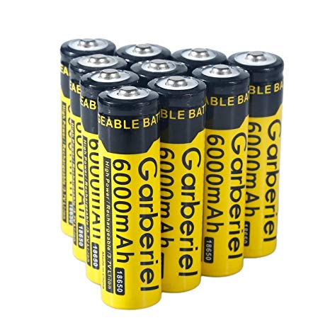 10 Pack 18650 Battery 6000 mAh 3.7V Li-ion Rechargeable Battery High Performance Flashlight Battery (Not Flat Top, Not AA or AAA Battery)