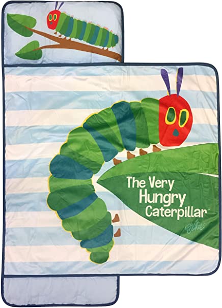 Jay Franco Eric Carle The Hungry Caterpillar Nap Mat - Built-in Pillow and Blanket - Super Soft Microfiber Kids'/Toddler/Children's Bedding, Ages 3-5 (Official Eric Carle Product)