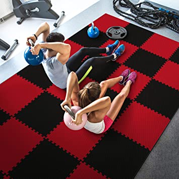 WF Athletic Supply High Density Reversible Premium Interlocking Foam Tiles - Perfect for Martial Arts, MMA, Home Gyms, P90x, Gymnastics, Cardio, and Exercise