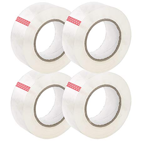 SteadMax 4 Pack Crystal Clear Packing Tape, 4 Rolls X 200 Yard, 2 inch Heavy Duty Packaging Tape, Sealing Adhesive Tape Dispenser Gun Refill Rolls for Shipping and Moving Boxes (Total of 800 Yards)