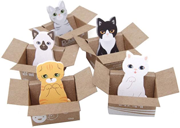 MIAO JIN 20 Pack Cat Shaped Sticky Notes Mini Sticker Bookmark Page Flags Index Tab Reminder Ticky Notes (5 Design, 600 Sheets in Total)