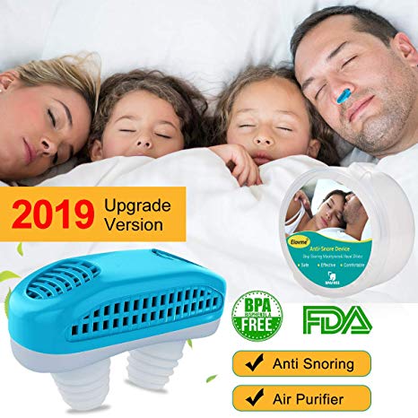 2-in-1 Anti Snoring Device [2019 Upgrade] Snoring Solution Nasal Dilator Nose Vents Plugs Clip Stop Snoring Aids Snore Stopper Reduce Snoring Sleep Aid Device for Ease Breathe (Blue)