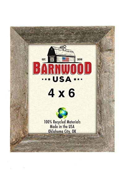 BarnwoodUSA Rustic Farmhouse 1 1/2-Inch Picture Frame - Our 4x6 Picture Frame can be Mounted Horizontally or Vertically and is Crafted From 100% Recycled and Reclaimed Wood | Weathered Gray
