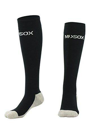Graduated Compression Socks for Men & Women | MDSOX 20-30 mmHg | - Ideal for Everyday Use, Travel, Running, Maternity Pregnancy, Nursing, Circulation & Recovery (Black , XX-Large)