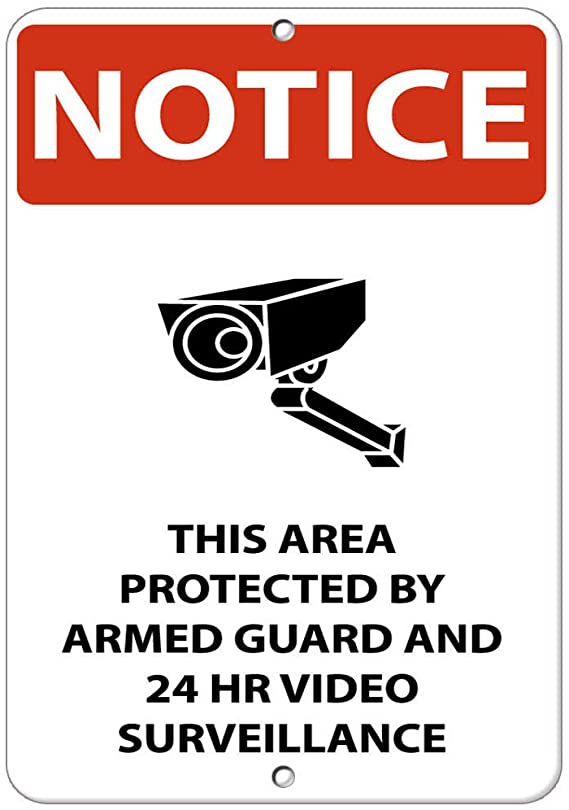 Protected by Armed Guard and 24 Hr Video Surveillance Vinyl Sticker Decal 8"