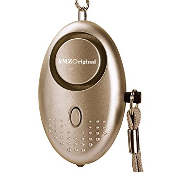 AMZ Original Emergency Personal Alarm, 125DB Self-Defense Electronic Device Security Alarm Keychain with LED Light for Women Elderly Safety (Gold)