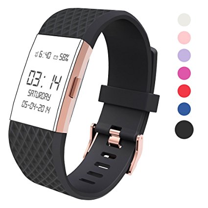 For Fitbit Charge 2 Bands Accessories, Wearlizer Silicone Replacement Strap For Fitbit Charge 2 Special Edition Lavender Rose Gold