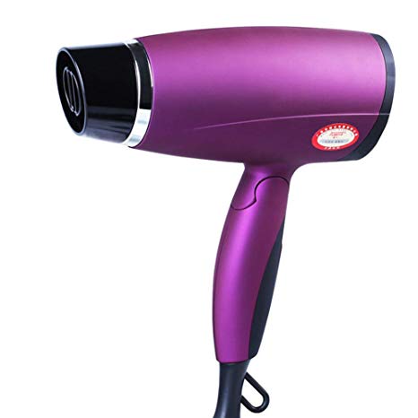 JINRU Hair Dryer 1600W high Power, hot and Cold, Foldable, Quiet Work, 3 Speed(Purple)