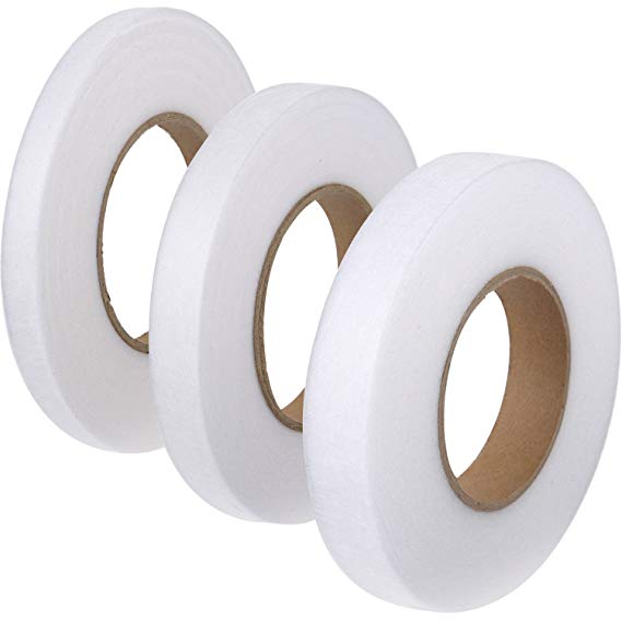 3 Pieces 70 Yards Fabric Fusing Tape Hem Tape Adhesive Iron-on Hemming Tape Roll 10 mm, 15 mm, 20 mm Wide for Clothes