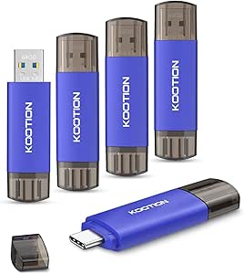 64GB USB C Flash Drive 5-Pack, KOOTION 2-in-1 Type-C Flash Drive USB-A&USB-C 3.0 Dual Drive OTG, Thumb Drive Memory Stick for Android Smartphone/Tablet/PC