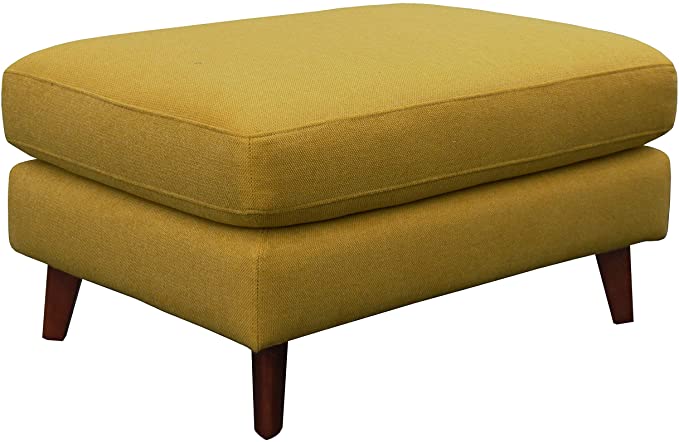 Amazon Brand – Rivet Sloane Mid-Century Modern Ottoman with Tapered Legs, 31.9"W, Yellow