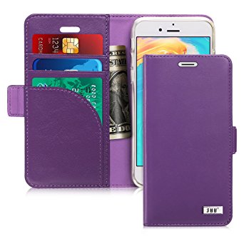 iPhone 8 Case, iPhone 7 Case, FYY [RFID Blocking wallet] Genuine Leather iPhone 7/8 (4.7 inch) Wallet Case with Credit Card Protector Purple