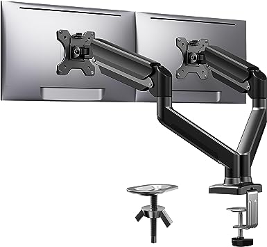 ErGear Dual Monitor Mount for 17″–32″ Screens, Max 22 lbs Each Arm, Adjustable Dual Monitor Stand, Sturdy Dual Monitor Arm with 180° Swivel, Tilt, 360° Rotation for Home and Office, VESA 75/100mm