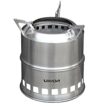 Lixada Portable Stainless Steel Lightweight Wood Stove Alcohol Stove Burner Outdoor Cooking Picnic BBQ Camping