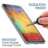 Samsung Galaxy Note 3 9733 PREMIUM QUALITY 9733 Tempered Glass Screen Protector by Voxkin  - Top Quality Invisible Protective Glass - Scratch Free Perfect Fit and Anti Fingerprint - Crystal Clear HD Display