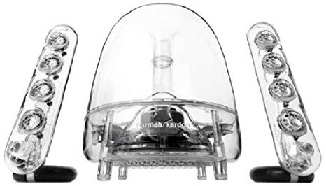 Harman/Kardon Soundsticks Wireless Bluetooth LED Desktop Sound Speaker System with Twin Satellite Speakers and Subwoofer Compatible with Apple iOS, Android and Windows Devices - Transparent