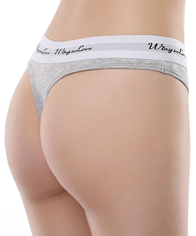 WingsLove Women's 3 Pack Seamless Sexy Cotton Tangas Thong Panties Underwear