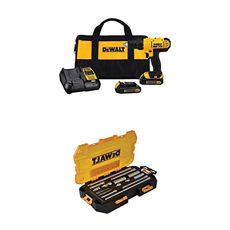 DEWALT 20V MAX Cordless Drill/Driver with 15-Piece Drive Tool Accessory Set (DCD771C2 & DWMT73807)