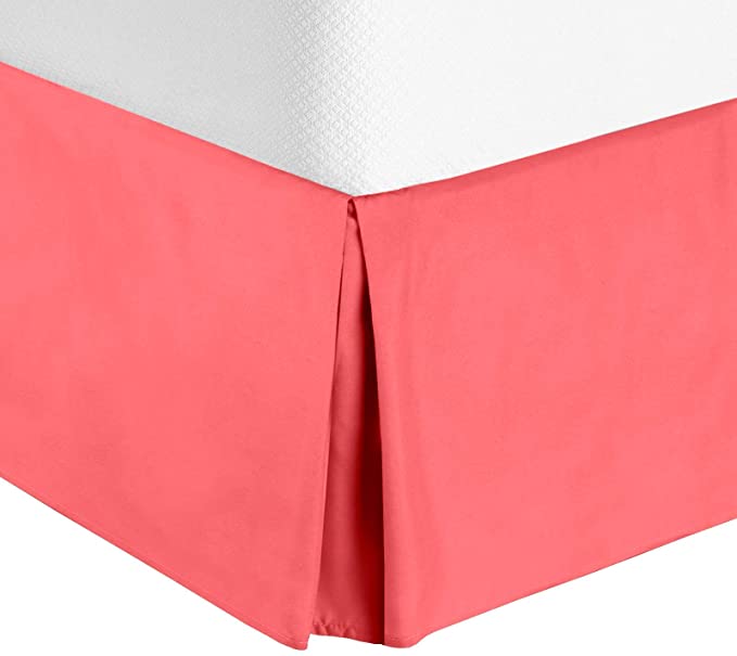 Nestl Bedding Bed Skirt - Soft Double Brushed Premium Microfiber Dust Ruffle - Luxury Pleated Dust Ruffle, Hotel Quality Sleek Modern Bed Skirt, Easy Fit with 14 in Tailored Drop, Queen, Coral Pink