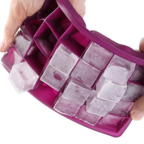 Ice Cube Trays,Guardians 24 Cube Food Grade Silicone Ice Tray Molds Easy Release Ice Jelly Pudding Maker Mold (Purple)