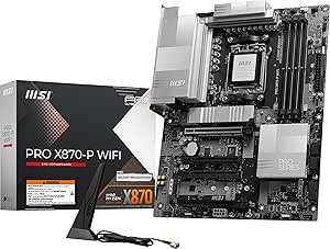 MSI PRO X870-P WiFi ProSeries Motherboard (AMD Ryzen 9000/8000/7000 Series Processors, AM5, DDR5, PCIe 5.0, M.2 Gen5, SATA 6Gb/s, USB 40Gbps, HDMI/DP, Wi-Fi 7, Bluetooth 5.4, 5Gbps LAN, ATX)