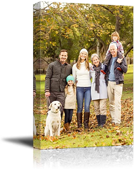 SIGNFORD 48"x32" Custom Canvas Prints, Family Personalized Poster Wall Art with Your Photos Wood Frame Digitally Printed