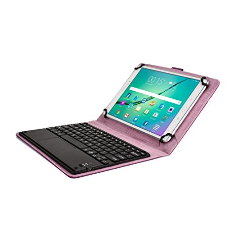 Samsung Galaxy Tab 2 10.1 keyboard case, COOPER TOUCHPAD EXECUTIVE 2-in-1 Wireless Bluetooth Keyboard Mouse Leather Travel Cases Cover Holder Folio Portfolio   Stand (Purple)