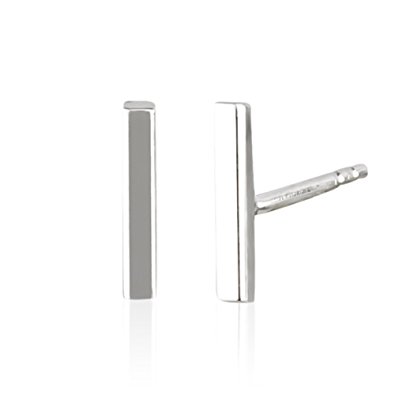 925 Sterling Silver, Rose or Gold-Plated Modern Thin Line Rectangle Minimalist Bar Stud Earrings