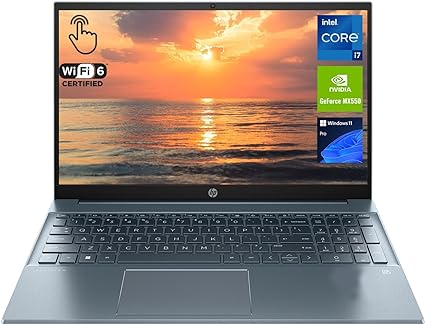 HP 2023 Newest Pavilion Laptop, 15.6" FHD Touchscreen, Intel Core i7-1355U Processor, NVIDIA GeForce MX550, 64GB RAM, 1TB SSD, Wi-Fi 6, HDMI, Webcam, Backlit KB, Windows 11 Home, Blue