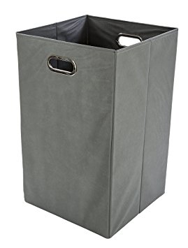 Modern Littles Folding Laundry Basket with Handles – High-Strength Polymer Construction – Folds for Easy Storage and Transportation – 13.75 Inches x 13.75 Inches x 22.75 Inches – Grey