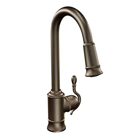 Moen 7615ORB Woodmere One-Handle High Arc Pulldown Kitchen Faucet, Oil Rubbed Bronze