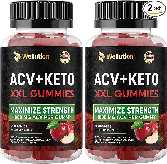 WELLUTION (2 Pack Gummies Apple Cider Vinegar - Formulated to Support Healthy Weight, Normal Energy Levels - Supports Digestion, Detox and Cleansing Beetroot and Pomegranate (120 Count (Pack of 2))