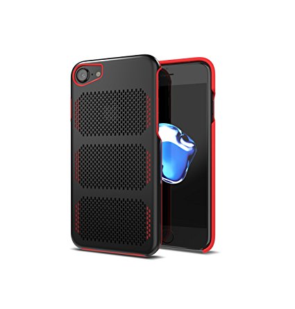 COOLMESH Extreme GT Aerospace Stainless Steel Case for iPhone 7 [compatible with 6s,6] (Black / Red Trim)